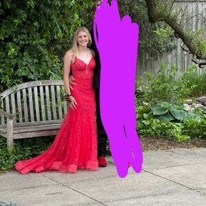 Red Lace Prom Dress Size 2